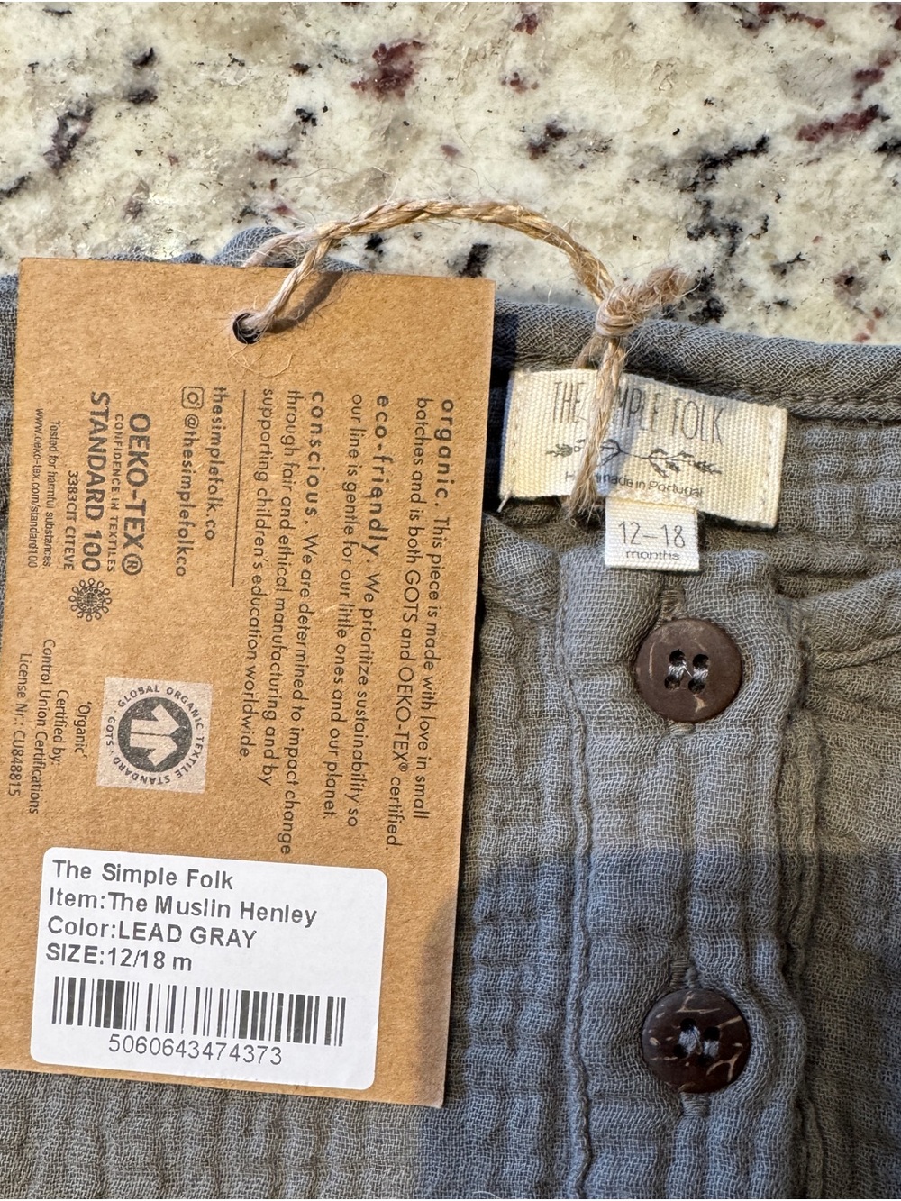 The Simple Folk Muslin Henley - Picture 2 of 2